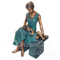 Outdoor garden decoration life size bronze metal crafts sleeping children and mom statues